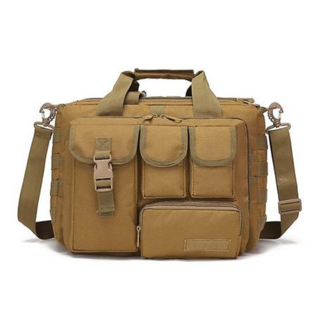 Tactical Laptop Bag 20L 600D Nylon with Padded 15.6" Sleeve Molle Briefcase Messenger Backpack Khaki/Green