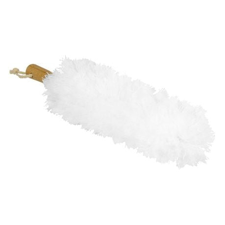 Microfiber Feather Duster  – Washable Bendable Dusting Wand with Bamboo Handle White