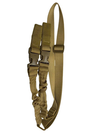 2-Point Rifle Sling 140cm – Nylon Tactical Bungee Strap with Quick Detach + Snap Buckles – Tan