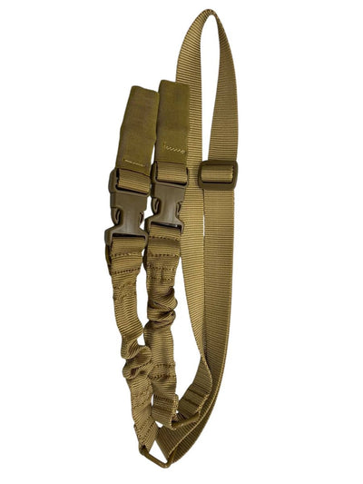 2-Point Rifle Sling 140cm – Nylon Tactical Bungee Strap with Quick Detach + Snap Buckles – Tan