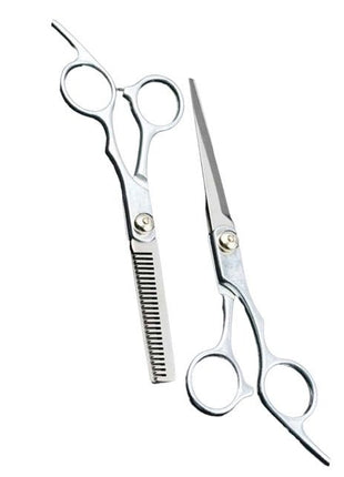 Hair Cutting Scissors Set 6.5" – Stainless Steel Professional Thinning & Straight Scissors – Silver Finish GW-506