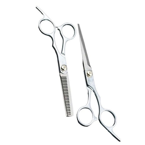 Hair Cutting Scissors Set 6.5" – Stainless Steel Professional Thinning & Straight Scissors – Silver Finish GW-506