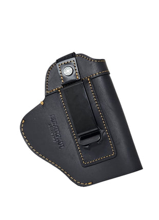 Universal Leather Gun Holster 11x13cm – Ambidextrous Clip – Compact Pistol Fit – Black/Brown/Coffee