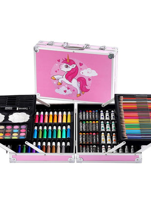 145-Piece Art Set – Unicorn Aluminum Case – Complete Drawing, Painting & Sketching Kit