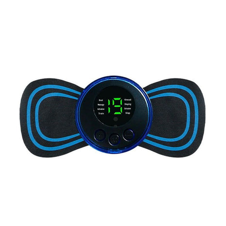 Compact and USB‑rechargeable EMS massager pad designed for neck, back, waist, arms or legs. Offers 8 modes and 19 intensity levels.