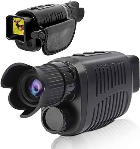 Digital Night Vision Monocular 1080p 5x Zoom with IR LED – 984ft Range, 1.5" Screen, IP56 Waterproof, Black