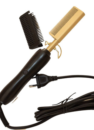 Hot Comb Hair Straightener for Coarse & Natural Hair – Fast Heating Electric Brush – Lightweight & Compact Styling Tool