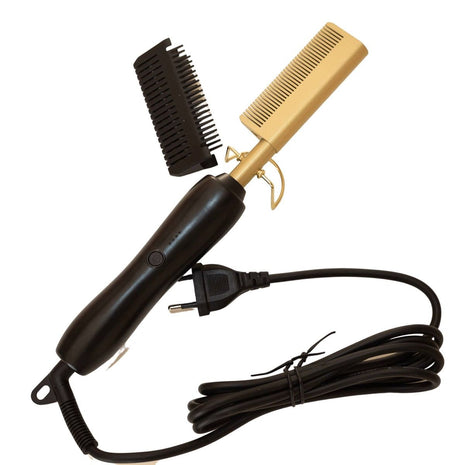 Hot Comb Hair Straightener for Coarse & Natural Hair – Fast Heating Electric Brush – Lightweight & Compact Styling Tool