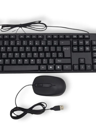 Wired Keyboard and Mouse Set – Full-Size Layout + USB-A Plug – Durable Black Plastic
