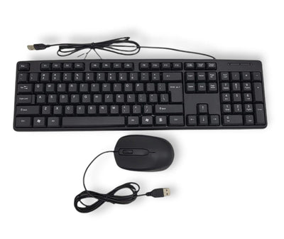 Wired Keyboard and Mouse Set – Full-Size Layout + USB-A Plug – Durable Black Plastic