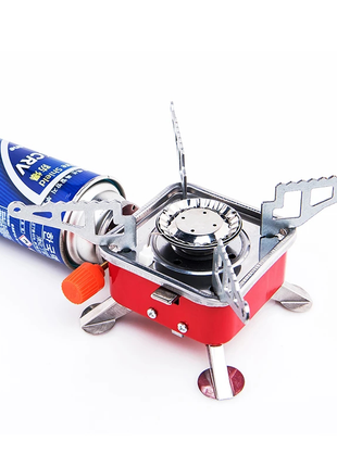 Camping Gas Stove  – Mini Cassette Butane Burner with Foldable Brackets – Silver Outdoor Cooker