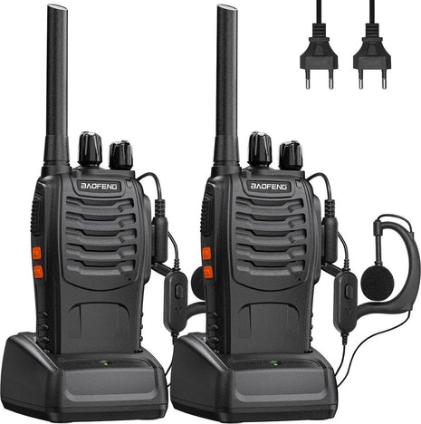 2-Pack Two-Way Radios 1500mAh – 16 Channel UHF Walkie Talkies with VOX, Flashlight, Long Range – Black