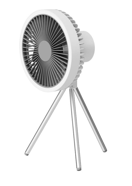 Portable Tripod Fan with LED Light 10000mAh – ABS – USB-C Rechargeable & Hanging Hook