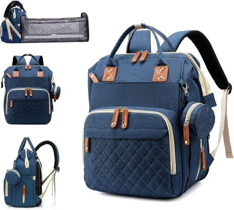 Diaper Bag Backpack 16.5" – Waterproof Oxford Baby Bag with Changing Station, USB Port, 18 Pockets