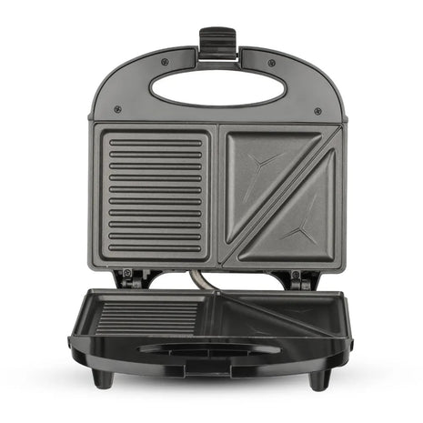 Sandwich Maker 2-in-1 Grill 850W – Non-Stick Dual Plates + Safety Lock – Black