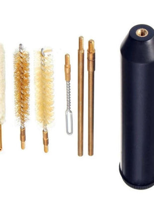 Handgun Cleaning Kit 38/357/9mm – Brass Rods, Bronze Brushes & Nylon Jags – Compact 9.5 × 2.5 cm Set