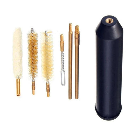 Handgun Cleaning Kit 38/357/9mm – Brass Rods, Bronze Brushes & Nylon Jags – Compact 9.5 × 2.5 cm Set