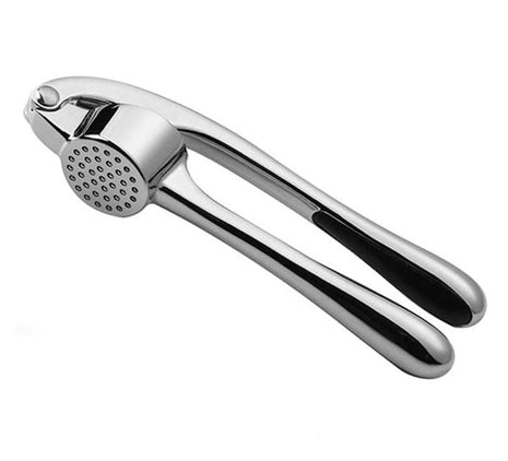 Garlic Press Tool Heavy-Duty Metal – Whole Clove Mincer – Dishwasher Safe – Silver