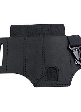 Leather Belt Organizer 13 × 18 cm – 3-Slot EDC Tool Pouch with Key Clip – Compact Carry Sheath