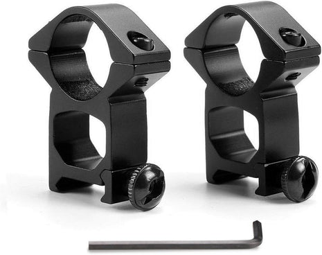 Scope Ring Mount 25.4mm for Picatinny Rail – High Profile Aluminium Alloy – Matte Black Anti-Slip Rings (Set of 2)