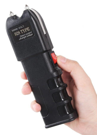Stun Gun 928 – 3 Million Volt Rechargeable Self-Defense Flashlight – Anti-Snatch Shock Plates – Black