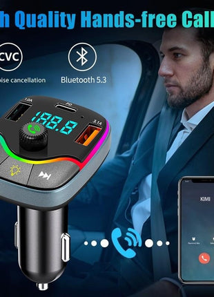 Wireless FM Transmitter Car MP3 Player – Bluetooth, Dual USB, Type-C, LED