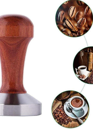 48 mm Coffee Tamper with Wooden Handle and Stainless Steel Base, Espresso Ground Coffee Press Tool