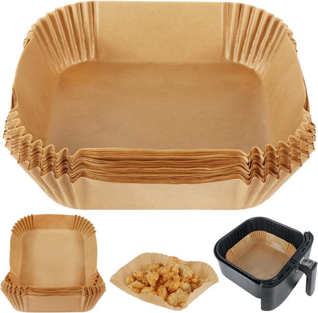 50PCS Air Fryer Disposable Paper Liners  6.5in Inner 8in Outer Diameter Non-Stick Bowl Shape Heat Safe 232°C Fits 7–9in Basket