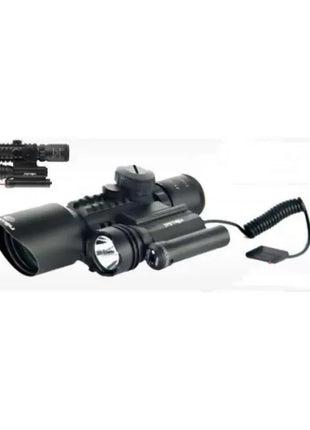 Rifle Scope 3-10x42 Zoom Sight with Dual Laser & Flashlight – Metal Tactical Optic
