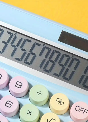 12-Digit Calculator with Pastel Typewriter Keys - ABS Plastic, AA Battery, Blue/White/Pink/Purple