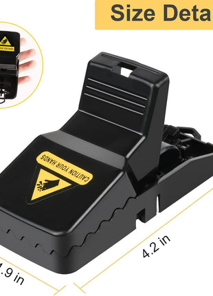 Reusable Mouse & Rat Trap – Durable Plastic & PS Snap Trap – Black