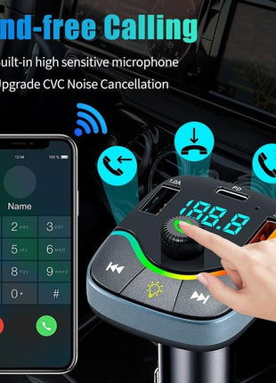 Wireless FM Transmitter Car MP3 Player – Bluetooth, Dual USB, Type-C, LED