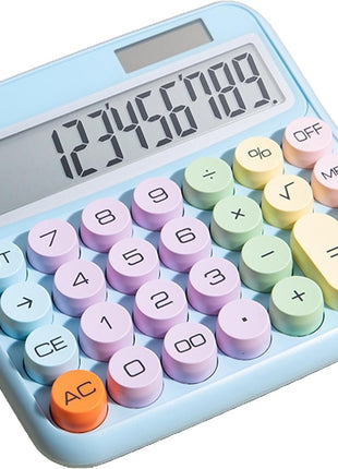 12-Digit Calculator with Pastel Typewriter Keys - ABS Plastic, AA Battery, Blue/White/Pink/Purple