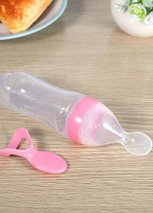 Silicone Baby Feeding Bottle 90mL – Leakproof BPA-Free Food Dispenser with Spoon and Cover