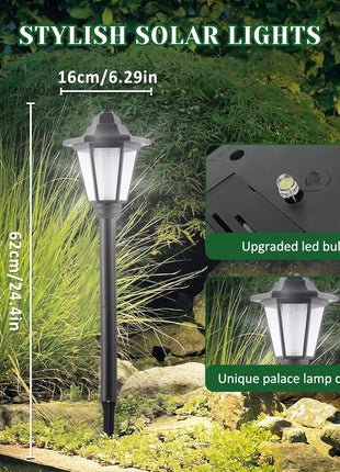 Outdoor Solar Garden Lamp Post, Black Victorian LED Lantern for Patio Pathway Lawn Walkway, 61.5 cm  Short Description