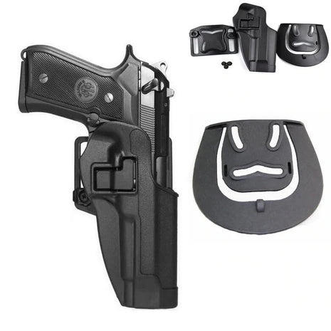 Tactical Gun Holster Fits 1911/G17/G19 – Full Metal – Level 3 Lock – Waist Mount – Black