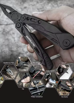 13‑in‑1 Stainless Steel Multitool Pliers with Anti‑Slip Handles & Nylon Sheath