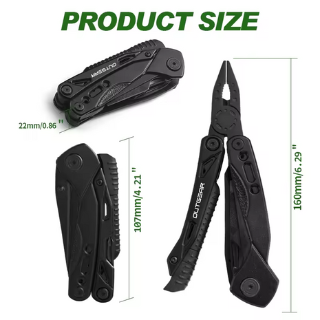 13‑in‑1 Stainless Steel Multitool Pliers with Anti‑Slip Handles & Nylon Sheath