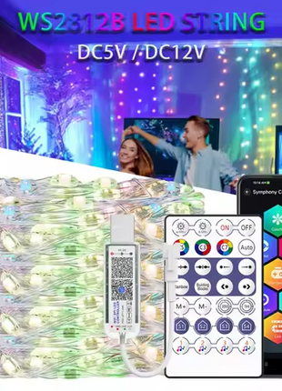 RGBIC Smart LED String Lights 5/10/15/20m – Dreamcolor USB Fairy Lights – App & Remote Control – IP65 Water resistant – Multicolor