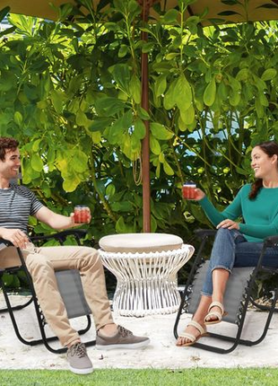 Outdoor Folding Reclining Lounge Chair 110×68×65 cm – Steel/Textilene – Adjustable Headrest & Cup‑Holder Tray – Multiple Colours
