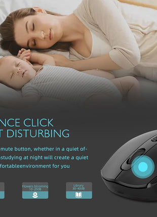 Wireless Rechargeable Mouse – Silent Click – Dual USB & Bluetooth – 1600 DPI