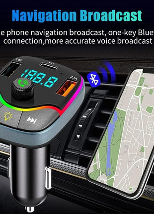 Wireless FM Transmitter Car MP3 Player – Bluetooth, Dual USB, Type-C, LED