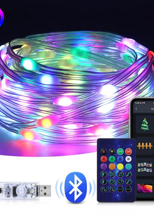 RGBIC Smart LED String Lights 5m 200 LEDs – Dreamcolor USB Fairy Lights – App & Remote Control – IP65 Water resistant – Multicolor