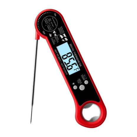 Digital Meat Thermometer with Foldable Stainless Steel Probe – IP67 Waterproof, Backlit LCD, Fast Read