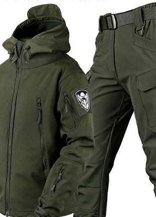 Men’s Hiking Softshell Jacket & Matching Tactical Pants Set – Waterproof Windproof 3‑Layer Polyester Outdoor S-M
