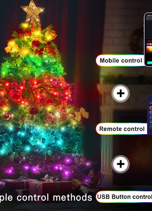 RGBIC Smart LED String Lights 5m 200 LEDs – Dreamcolor USB Fairy Lights – App & Remote Control – IP65 Water resistant – Multicolor