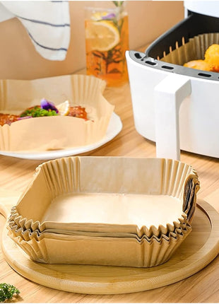 50PCS Air Fryer Disposable Paper Liners  6.5in Inner 8in Outer Diameter Non-Stick Bowl Shape Heat Safe 232°C Fits 7–9in Basket
