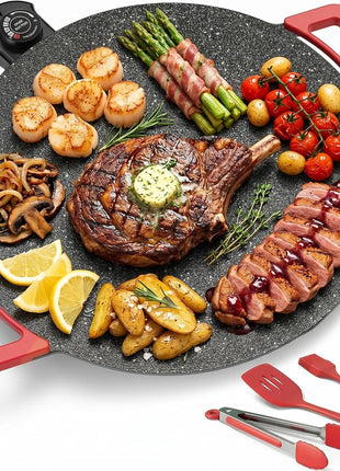 Multifunctional Electric Baking Pan, 1800W Non-Stick Round Grill Pan