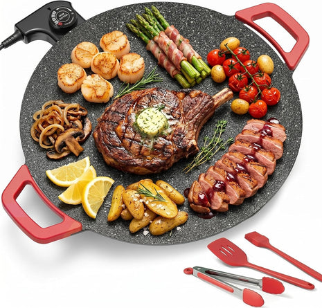 Multifunctional Electric Baking Pan, 1800W Non-Stick Round Grill Pan