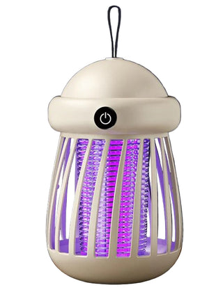 Electric Mosquito Zapper Lamp 1200mAh – UV Trap + 3000V Shock – USB Rechargeable, Grey Portable Insect Light